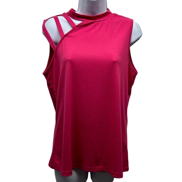 Elings Tops - EUC! Elings Women’s Sz M Pink Pullover Tank Top With Cold Shoulder Straps, V565